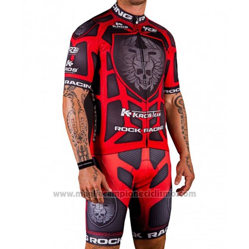 2016 Abbigliamento Ciclismo Rock Racing Rosso e Marrone Manica Corta e Salopette